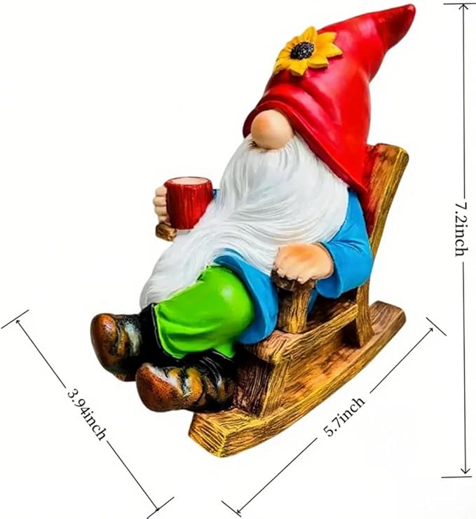 Drinking Coffee Faceless Garden Gnome Statue Decoration - 7.2"Figurine Ornament for Indoor Outdoor Home Patio Yard Lawn-Sunflower Gnome Statue-Best Garden Gifts for Mothers Day, Housewarming, Festival