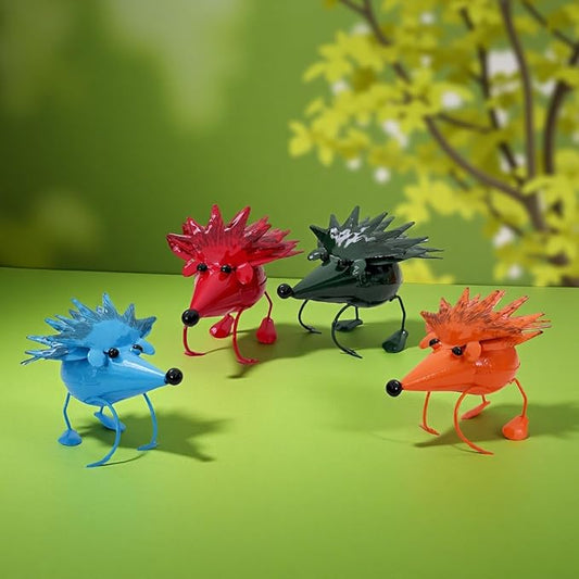Cute Metal Hedgehog Statues (4PCS) Garden Figurines Outdoor Yard Ornaments for Patio Lawn Flower Beds Farmhouse Home Decor