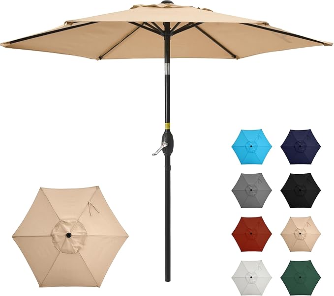 SUNVIVI OUTDOOR Outdoor Patio Umbrella, Patio Umbrella, Market Umbrella, Large Outdoor Umbrella, Metal Pole Umbrella with Push Button Tilt and Crank, Polyester Canopy