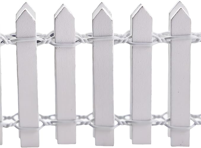 35 Inch Mini Fairy Garden Fence - White Wood Picket Fence for Crafts, Dollhouses, Plant Pots, and Home Garden Projects (2 Pack)