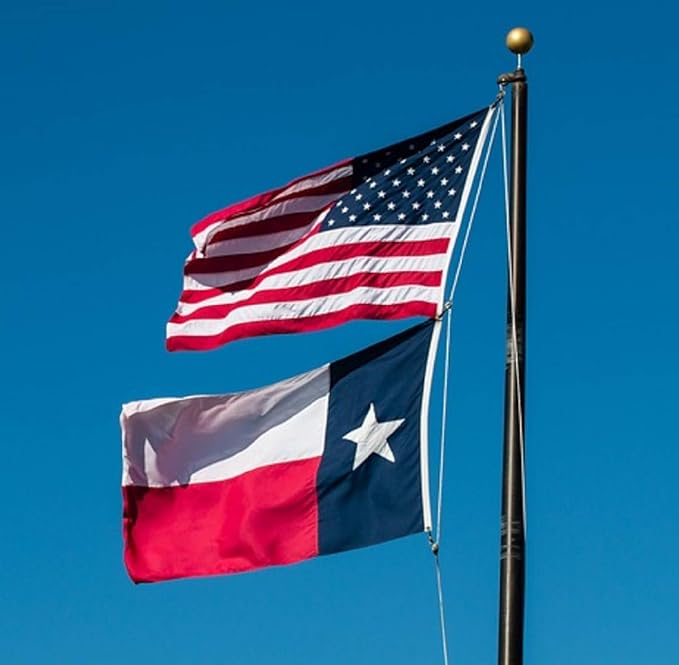 Texas Flag 4x6 – 100% Made in USA Heavy Duty Outdoor Embroidered Nylon, Weatherproof Texas State Flag with Brass Grommets, American Patriotic Banner for House, Boat, Garden, or Porch