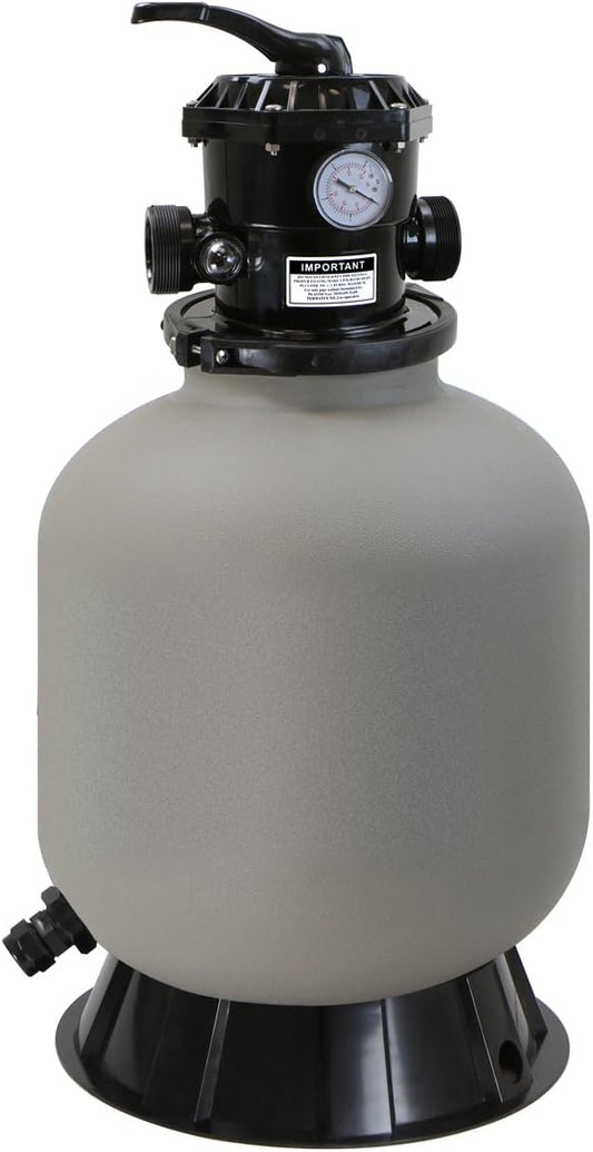 XtremepowerUS 16" Above Inground Swimming Pool Sand Filter System 7-Way Multi-Port Valve Pool Filter up to 21,000 Gallons with Stand