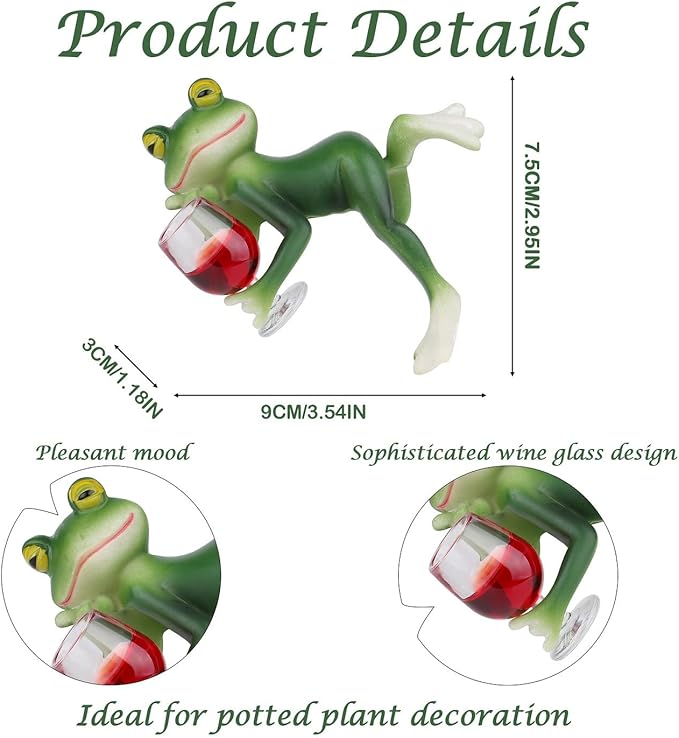 LAIDANLA Miniature Frog Figurines Funny Frog Garden Decor Outdoor Statue Plant Decorations for Garden Lawn Yard Ornament (Drinking Red Wine)