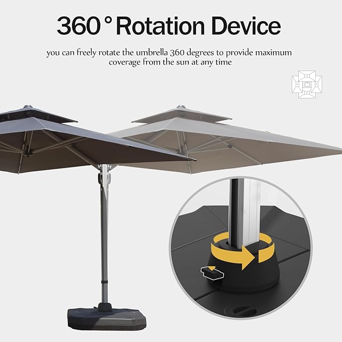 Domi 10x10ft Auto-Bloom Patio Umbrella - Outdoor Large Square Cantilever Umbrella, Heavy Duty Windproof Offset Aluminum Sun Shade with UV Protection for Beach, Pool, Balcony, Porch, Deck, Gray