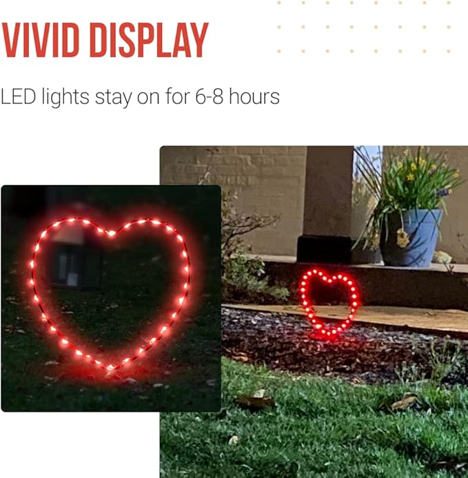 PENDAR'S SIGNS Pink Heart Shaped Solar Outdoor Lights - Solar Decorative Lamps with Stakes for Garden, Yard, Path, or Grave - Landscape Light Decor - Set of 2