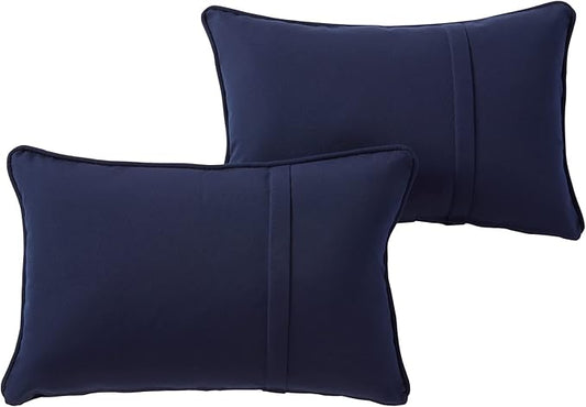 Greendale Home Fashions Sunbrella 21" x 14" Rectangle Outdoor Throw Pillow with Removable Cover (Set of 2), Canvas Navy 2 Count