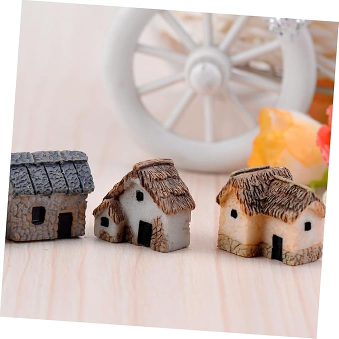 Fairy Garden Mini House Accessories, Miniature Village Hut Figurine Cottage, DIY Micro Landscape Decor Ornaments for Bonsai, Succulent Planting (C)