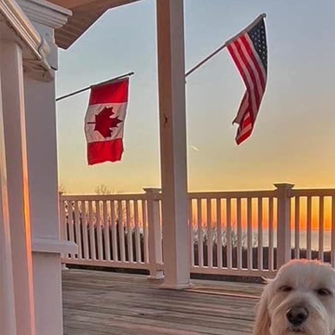 Outdoor Canadian Canada Flag Banner Embroidered 3x5 Double Sided- 3Ply Heavy Duty 300D Nylon(All Weather)- CAN Flag-2 Brass Grommets & 4 Rows Stitched