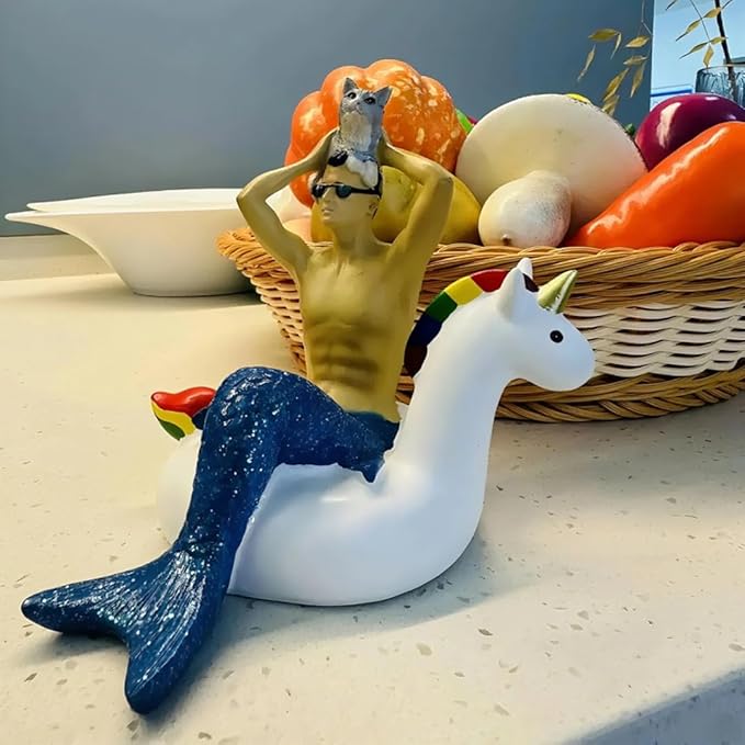 Garden merman Unicorn Statue - Outdoor Garden Decor, Figurine Ornament for Indoor Outdoor Home Patio Yard Lawn, Gift for Mom,Ladies,Housewarming, Party Favor - Resin Craft for Yard & Tabletop Display