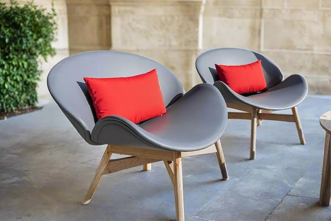 RSH DECOR: Sunbrella Play Jumbo Lumbar Pillows Set of 2 | 26" x 16" | Water and Fade-Resistant Performance Fabric | Outdoor Pillow Covers with Down-Alternative Inserts | Play Navy