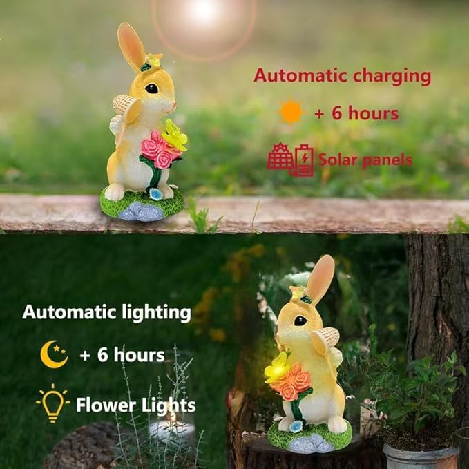 Solar Garden Decor Statues Outdoor, Birthday Gifts for Women Mom Grandma Senior Elder, Ornament for Balcony, Garden, Patio, Yard, Lawn