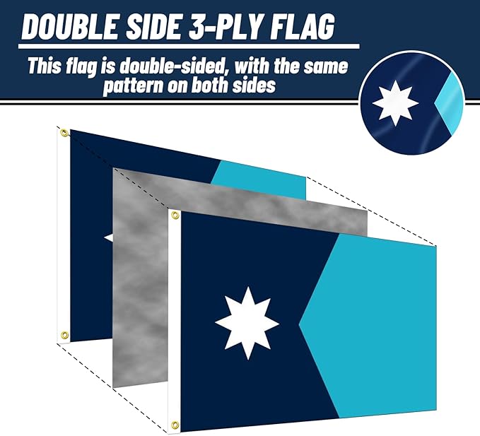 FLAGWIN State Flag 3x5 FT, 3 Ply Double Sided Polyester with Brass Grommets, Vivid Color and Fade Proof (New Minnesota Flags)
