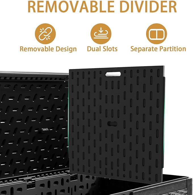 LANTRO JS 230 Gallon Deck Box Waterproof, Outdoor Storage Box Waterproof Lockable with Divider and Lifter Prevent Water Seeping into from Floor for Patio Cushions