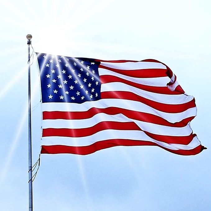 American Flag 3x5 Ft, US Deluxe Embroidered Heavy Duty Premium Polyester Durable Outside Flags with Brass Grommets