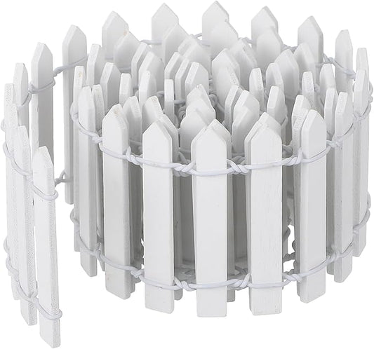 Bewudy 35 Inches Mini Fairy Garden Fence, Small Wood Decorative Picket Fence, White Picket Fence Miniature Ornaments for Dollhouse Plant Pot Fairy Garden Accessories Outdoor