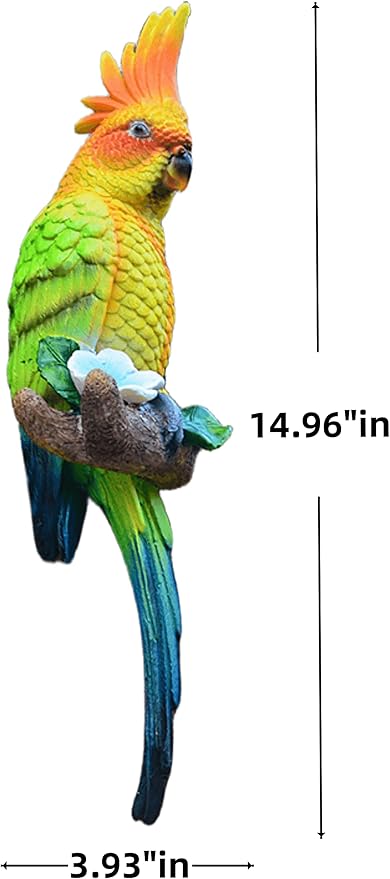 Tropical Real Hanging Parrot Decor,Resin Bird Figurines,Bird Statues,Home Ornament Decor for Tiki Bar,Perfect for Yard Ornaments,Tree Decorations Outdoor,Patio,Lawn,Tree Trunk, Porch