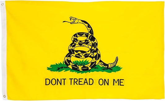 Dont Tread On Me Flag 3 x 5' ft | Gadsden Tea Party Flag | Nylon Embroidered Snake | Quadruple Stitched Fly End | 100% Guarantee | Brass Grommets for Easy Display | Premium Quality