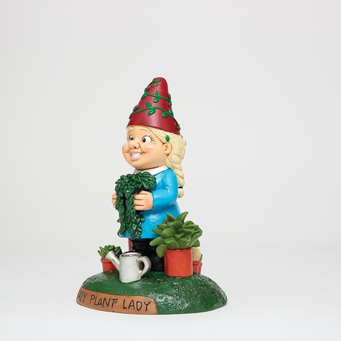 BigMouth Inc Crazy Plant Lady Garden Gnome Statue, Funny Outdoor Lawn & Yard Figurine, Housewarming Gag Gift Sculpture Decorations