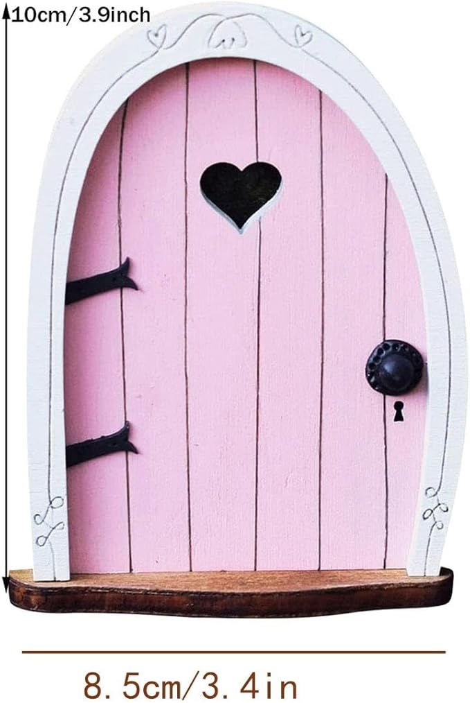 Whimsical Miniature Fairy Door - Handcrafted 3D Mini Woodland Portal Tree Accessory for DIY Garden Landscapes, Terrarium Decor & Collector's Fantasy Displays（Pink Streak ）