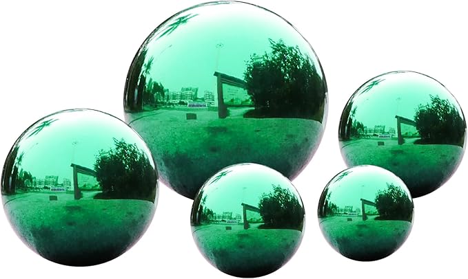 Stainless Steel Gazing Ball,10inch Green Gazing Globe