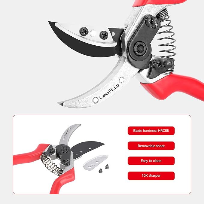 Rose Floral Scissors,Pruning Shears, SK5 Steel Blade with Anti-Rust Coating, Flower Handheld Clipper Pruner and Holder. Solid Aluminum Handle, Ergonomic Grip. Ideal for Gardens, Florists
