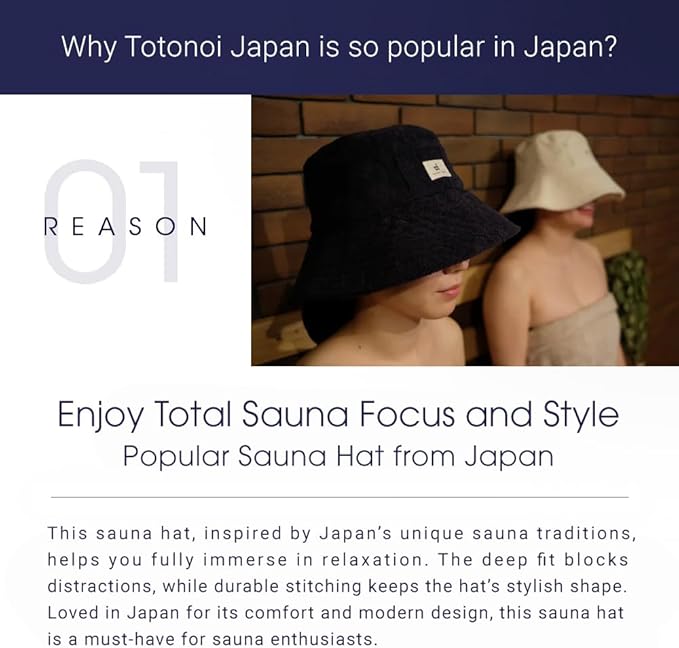 Sauna Hat Towel Japan Brand for Men and Women, Washable Sauna Hat (Navy)