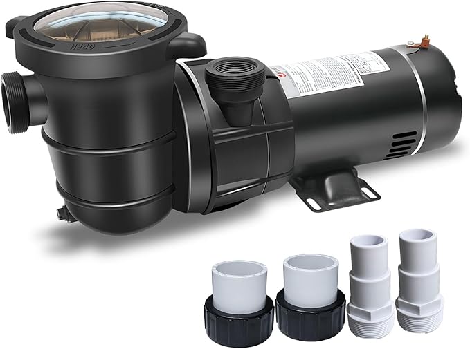 DoE-Compliant CEC approved PureBy Pool Motor Pump, 2HP Variable 2 Speed 115v 5160GPH Above Ground Pool Pump with 1.25" & 1.5" NPT Unions