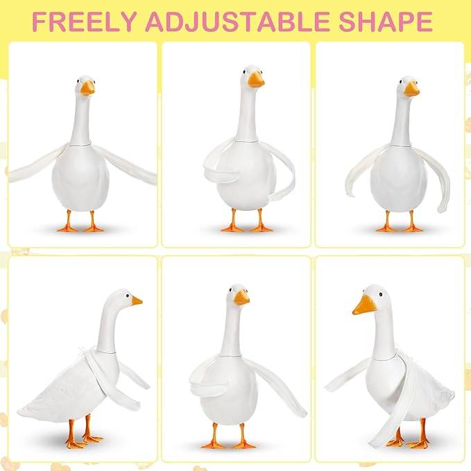 1 Pcs Poseable Goose Wings for 15”- 20" Porch Lawn Goose Outfit Accessories Poseable White Wings for Outdoor Patio Yard Lawn Art Decoration (Flat Edge)