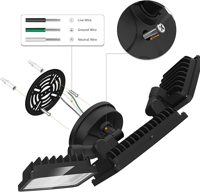 Onforu 100W Dusk to Dawn Outdoor Lighting, 9000LM Exterior Led Flood Lights, IP65 Waterproof 3 Adjustable Heads Security Black Lights Fixture, 6500K Photocell Floodlights for Garage, Patio, Yard