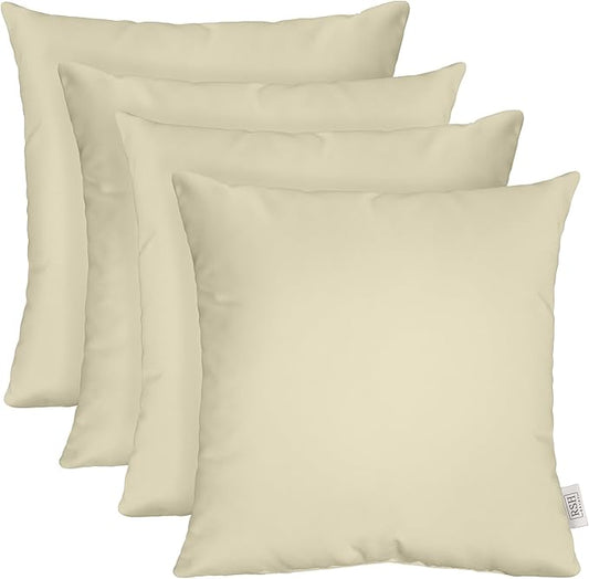 RSH DECOR: Sunbrella Square Throw Pillows Set of 4 | 24" x 24" | Water and Fade-Resistant Performance Fabric | Outdoor Pillow Covers with Down-Alternative Inserts | Canvas Canvas