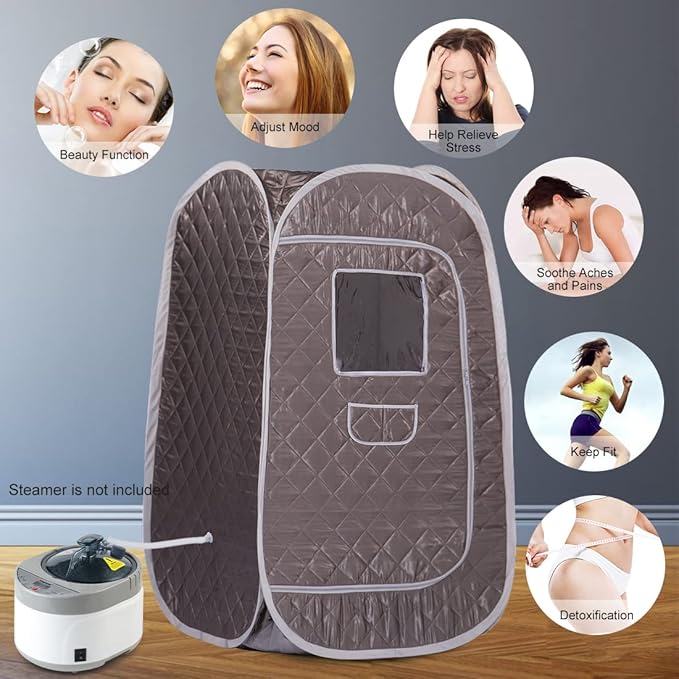 Portable Sauna Tent, Foldable One Person Full Body Spa for Detox Therapy Without Steamer - Dark Grey