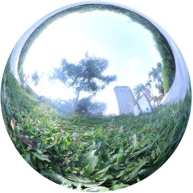 Gazing Balls for Garden, Home Outdoor Hollow Sphere Stainless Steel Gazing Globe Mirror Ball (8 Inch)