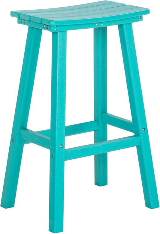 nalone 29 Inch Outdoor Bar Stool, HDPE Bar Chairs with Footrest, Weather Resistant Waterproof Bar Stools Outside Bar Height Stools for Bar, Kitchen Counter, Yard, Balcony (Aruba, 29'' Barstools)