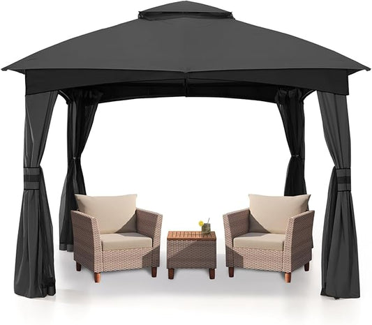 MASTERCANOPY Outdoor Patio Gazebo for Garden with Upgrade Steel Frame and Netting Walls (8x8,Gray)