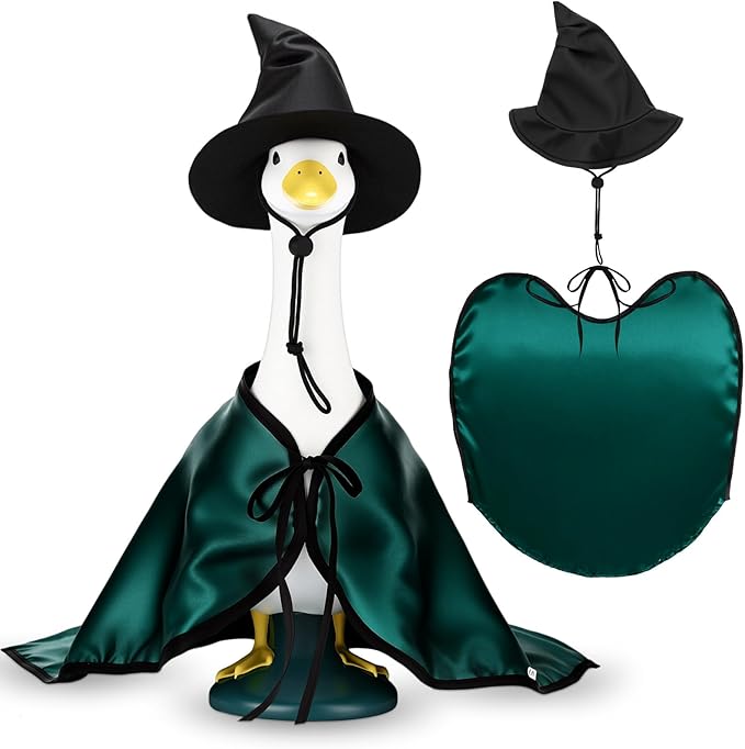 Vinsot Halloween Outdoor Porch Geese Outfit, 23" Patio Yard Porch Desk Goose Coat, Lawn Goose Accessories(Blackish Green, Velvet,Velvet)