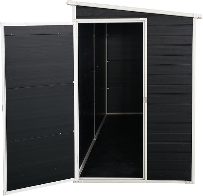 Outdoor Storage Shed, Metal Garden Shed with Double Doors, Galvanized Steel, Waterproof and Rustproof (8x4 FT Resin Shed)