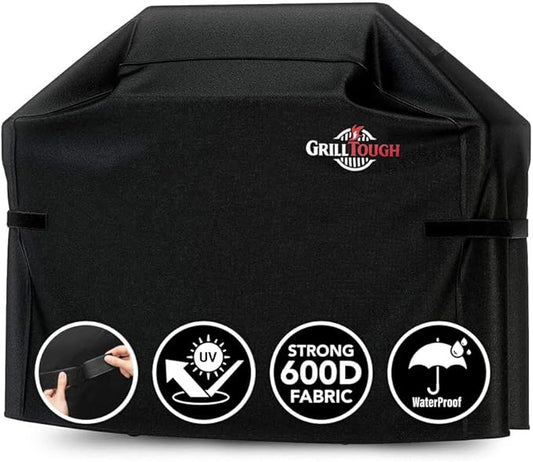 Heavy Duty BBQ Grill Cover for Outdoor Grill, 60 Inch – Waterproof, Weather Resistant, UV & Fade Resistant with Adjustable Straps – Gas Grill Cover for Weber, Charbroil