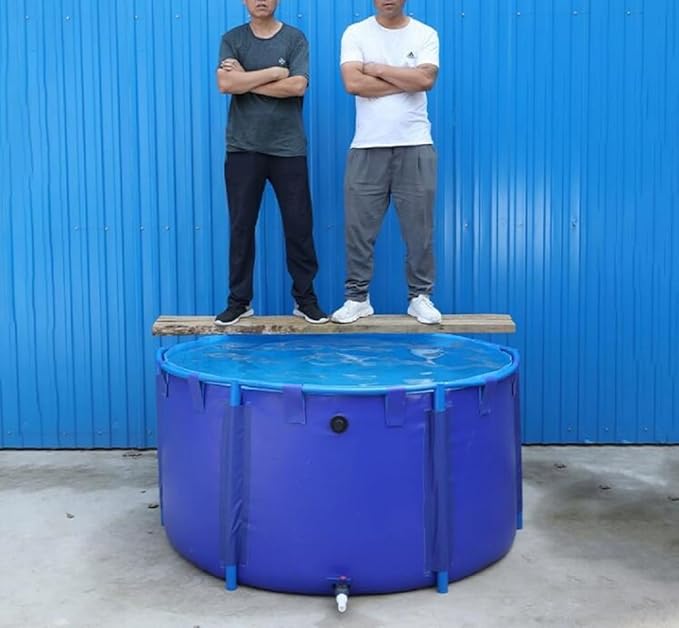 Canvas Fish Pond Pool,Above Ground Pond,PVC Fish Pond,Round Thickening Fish Pond Pool,Pool Above Ground with Durable Framed,for Fish Farming,Aquatic Products Breeding Pond 59 X31.5 in/356Gal