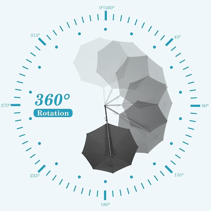 HOTIME10ft Large Cantilever Patio Umbrellas - Upgrade and Intensify - with 360 Rotation and 5 Angles Adjustment - Aluminum Offset Pool Umbrella Square Outdoor Umbrella for Patio Garden Deck Pool
