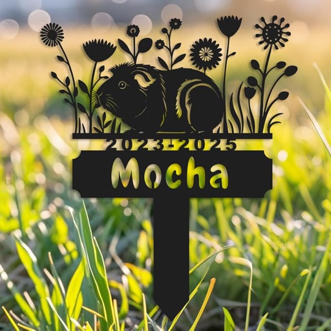 Personalized Guinea Pig Memorial Stake,Pet Plaque Guinea Pig Lover,Metal Guinea Pig Grave Marker,Remembrance Stake,Outdoor Garden Yard Sign guinea pig 14inch