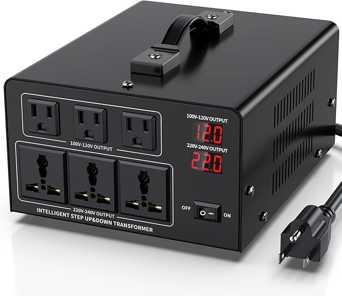 4000W Voltage Converter Transformer Step Up 110V/120V to220V/240V or Step Down 220V to 110V AC Power Converte, Circuit Breaker Protection, 3 US sockets, 3 Universal sockets, LCD Display
