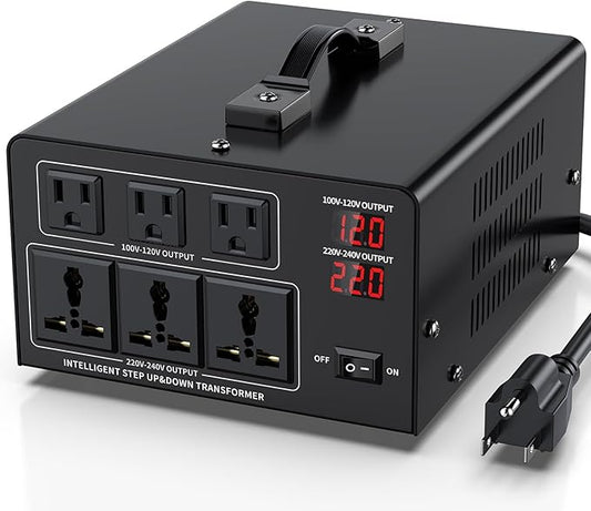 4000W Voltage Converter Transformer Step Up 110V/120V to220V/240V or Step Down 220V to 110V AC Power Converte, Circuit Breaker Protection, 3 US sockets, 3 Universal sockets, LCD Display