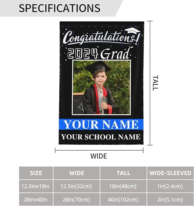 Personalized Graduation Garden Flag With Photo Name Custom Class Of 2025 Double-Sided Banner Congratulation Grad Yard Sign Outdoor Flags For Party Ceremony (Custom Graduation Flag, 28x40(in))