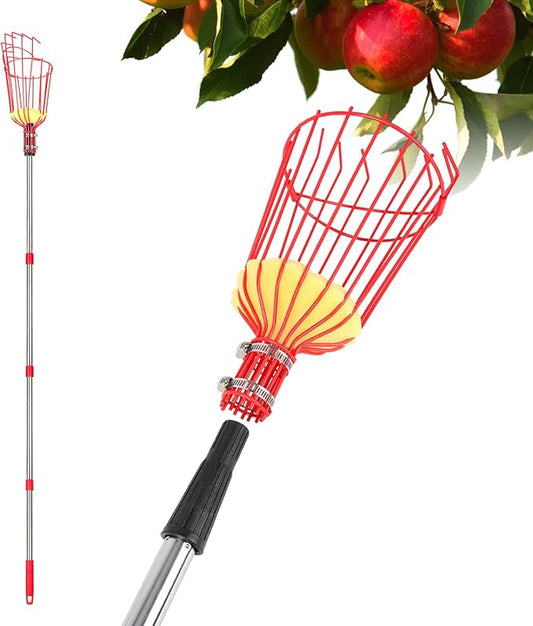 Fruit Picker Pole with Basket Segmented Fruit Picker Pole Tool for Apple Avocado Cherry Lemon Mango Orange Peach Picking(40-160") 8FT