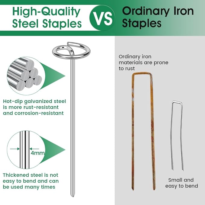 120pcs Landscape Fabric Pins, Bold 8 Gauge Weed Barrier Garden Staples Stakes Galvanized Steel, Landscape Fabric Staples Tent Stakes Yard Stakes (120 X 6in)