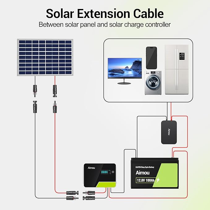 30FT 10AWG Solar Extension Cable, 10 Gauge Solar Panel Wire with Female and Male Connectors for Outdoor RV, Off-Grid Photovoltaic Systems (Black+Red)