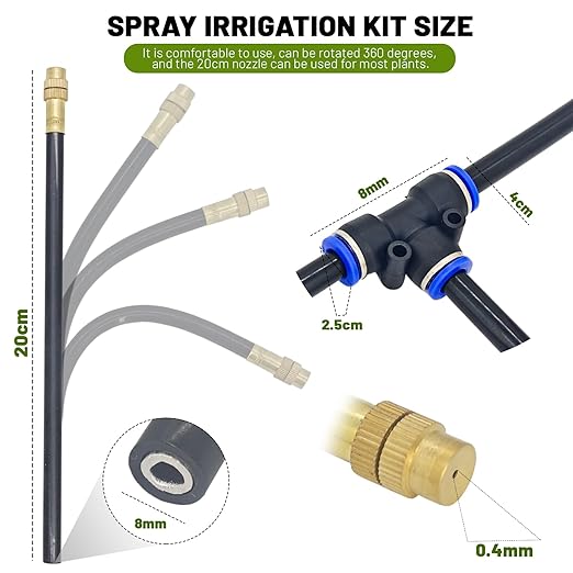 360° Adjustable Drip Irrigation System - 30FT Garden Watering System with 10 Nozzles, Garden Irrigation System, Greenhouse Accessories, Atomizing System for Yard, Lawn, Plants, 5/16 inch Hose