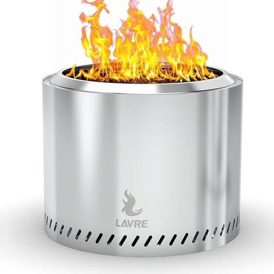 15 Stainless Steel Smokeless Fire Pit, Outdoor Smokeless Firepit, Wood Burning Fire Pits for Camping, Bonfire, Low Smoke Firepit for Outside (Oblique Hole)