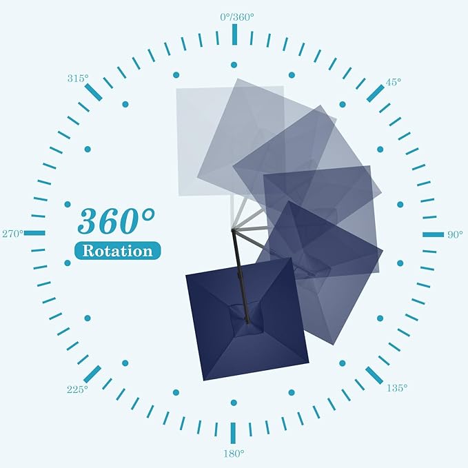 HOTIME10x10ft Patio Umbrella Cantilever Umbrella Double Top - Upgrade and Intensify - 360 Rotation and 5 Angles Adjustment - Aluminum Offset Pool Umbrella Outdoor Umbrellas for Patio Garden Deck Pool