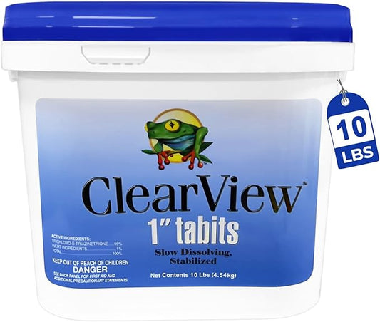 ClearView Stabilized Chlorine Tablets 1 Inch 10 Lbs for Swimming Pools, Long-Lasting 1" Chlorinating Tablets for Spa Hot Tub Chemicals Pool Chlorinating Sanitizer, 10 Pounds